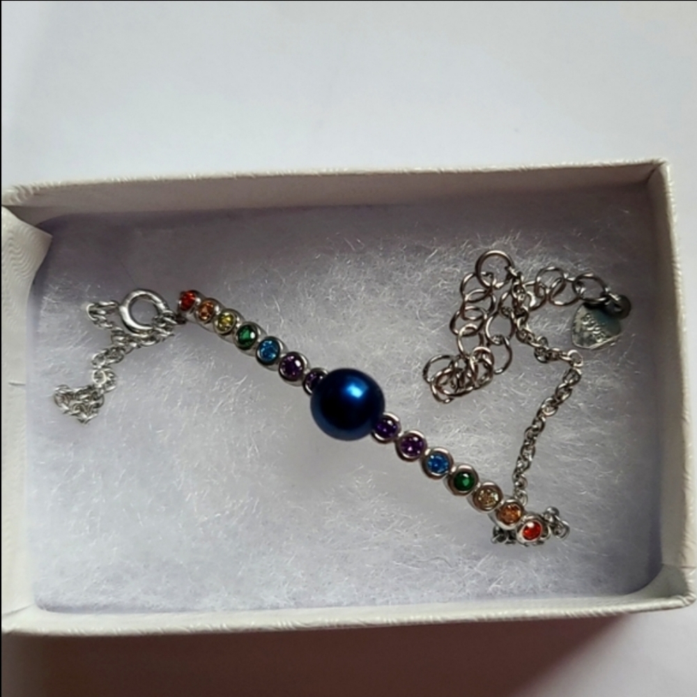 Rainbow Bracelet w/blue pearl